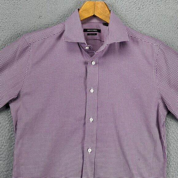 Indochino Button Up Shirt Adult Small Purple White Check Casual Long Sleeve Mens - Picture 1 of 9